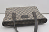 Authentic GUCCI Shoulder Hand Tote Bag GG PVC Leather 211138 Navy Blue 8505I