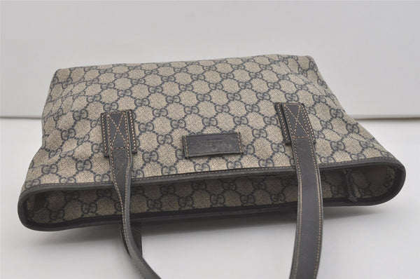 Authentic GUCCI Shoulder Hand Tote Bag GG PVC Leather 211138 Navy Blue 8505I