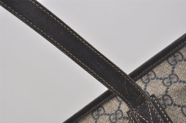 Authentic GUCCI Shoulder Hand Tote Bag GG PVC Leather 211138 Navy Blue 8505I