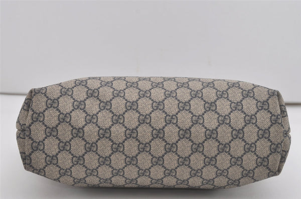 Authentic GUCCI Shoulder Hand Tote Bag GG PVC Leather 211138 Navy Blue 8505I