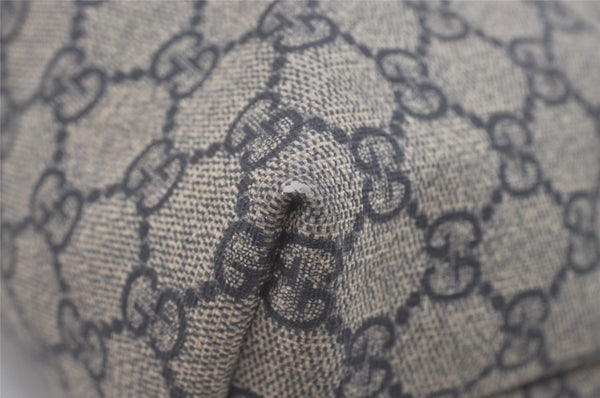 Authentic GUCCI Shoulder Hand Tote Bag GG PVC Leather 211138 Navy Blue 8505I