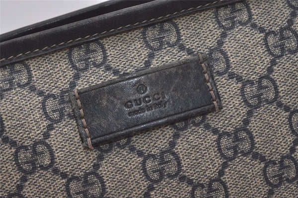 Authentic GUCCI Shoulder Hand Tote Bag GG PVC Leather 211138 Navy Blue 8505I