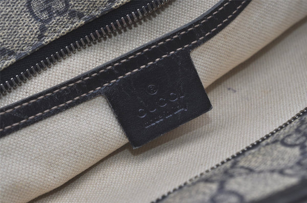 Authentic GUCCI Shoulder Hand Tote Bag GG PVC Leather 211138 Navy Blue 8505I