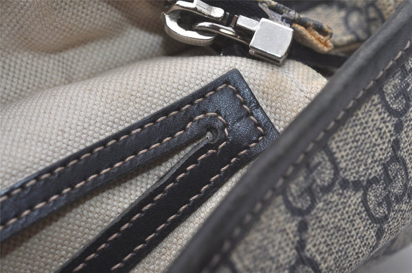 Authentic GUCCI Shoulder Hand Tote Bag GG PVC Leather 211138 Navy Blue 8505I