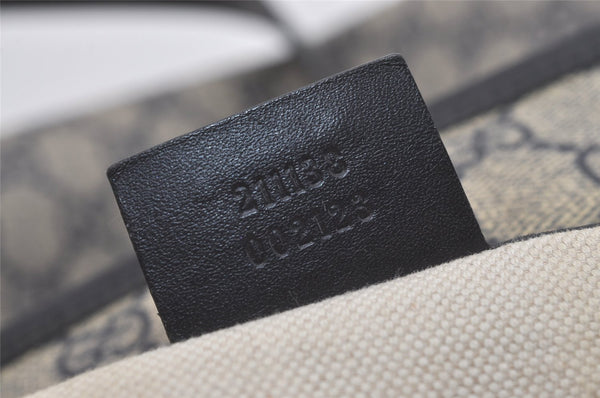 Authentic GUCCI Shoulder Hand Tote Bag GG PVC Leather 211138 Navy Blue 8505I