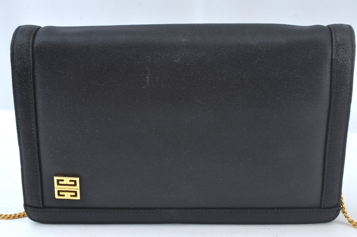 Authentic GIVENCHY Leather Chain Shoulder Cross Body Bag Purse Black 8506H