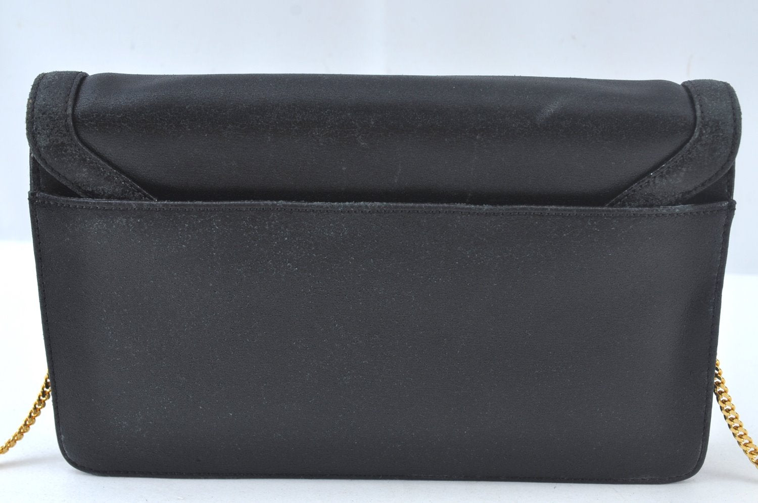 Authentic GIVENCHY Leather Chain Shoulder Cross Body Bag Purse Black 8506H