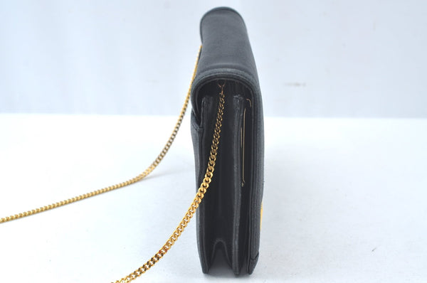 Authentic GIVENCHY Leather Chain Shoulder Cross Body Bag Purse Black 8506H