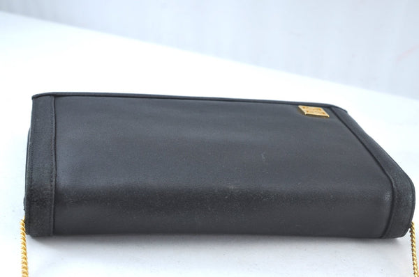 Authentic GIVENCHY Leather Chain Shoulder Cross Body Bag Purse Black 8506H