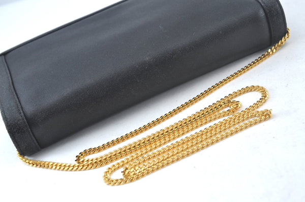 Authentic GIVENCHY Leather Chain Shoulder Cross Body Bag Purse Black 8506H