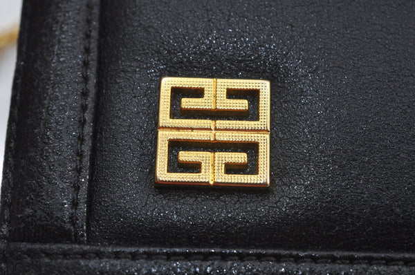 Authentic GIVENCHY Leather Chain Shoulder Cross Body Bag Purse Black 8506H