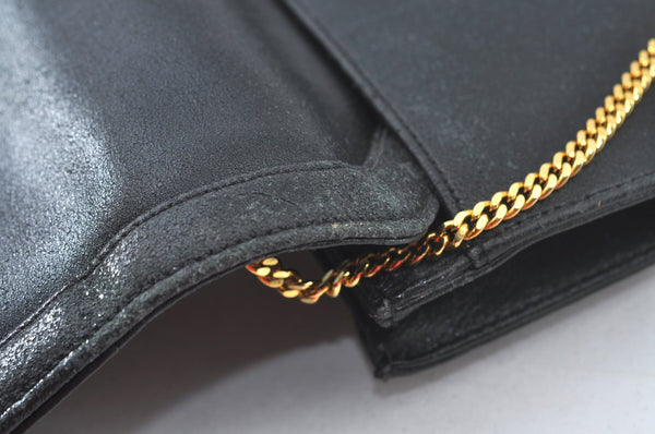 Authentic GIVENCHY Leather Chain Shoulder Cross Body Bag Purse Black 8506H