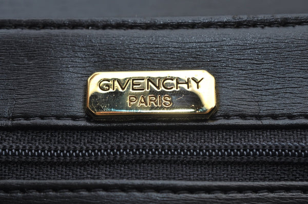 Authentic GIVENCHY Leather Chain Shoulder Cross Body Bag Purse Black 8506H