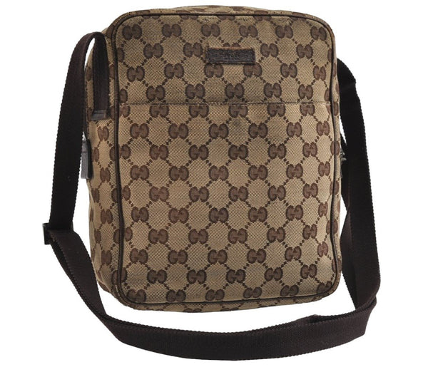Authentic GUCCI Shoulder Cross Body Bag GG Canvas Leather 122759 Brown 8506I