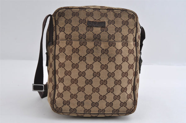 Authentic GUCCI Shoulder Cross Body Bag GG Canvas Leather 122759 Brown 8506I
