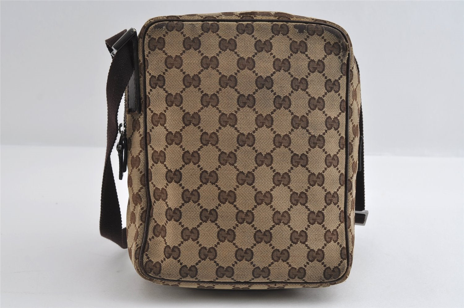 Authentic GUCCI Shoulder Cross Body Bag GG Canvas Leather 122759 Brown 8506I