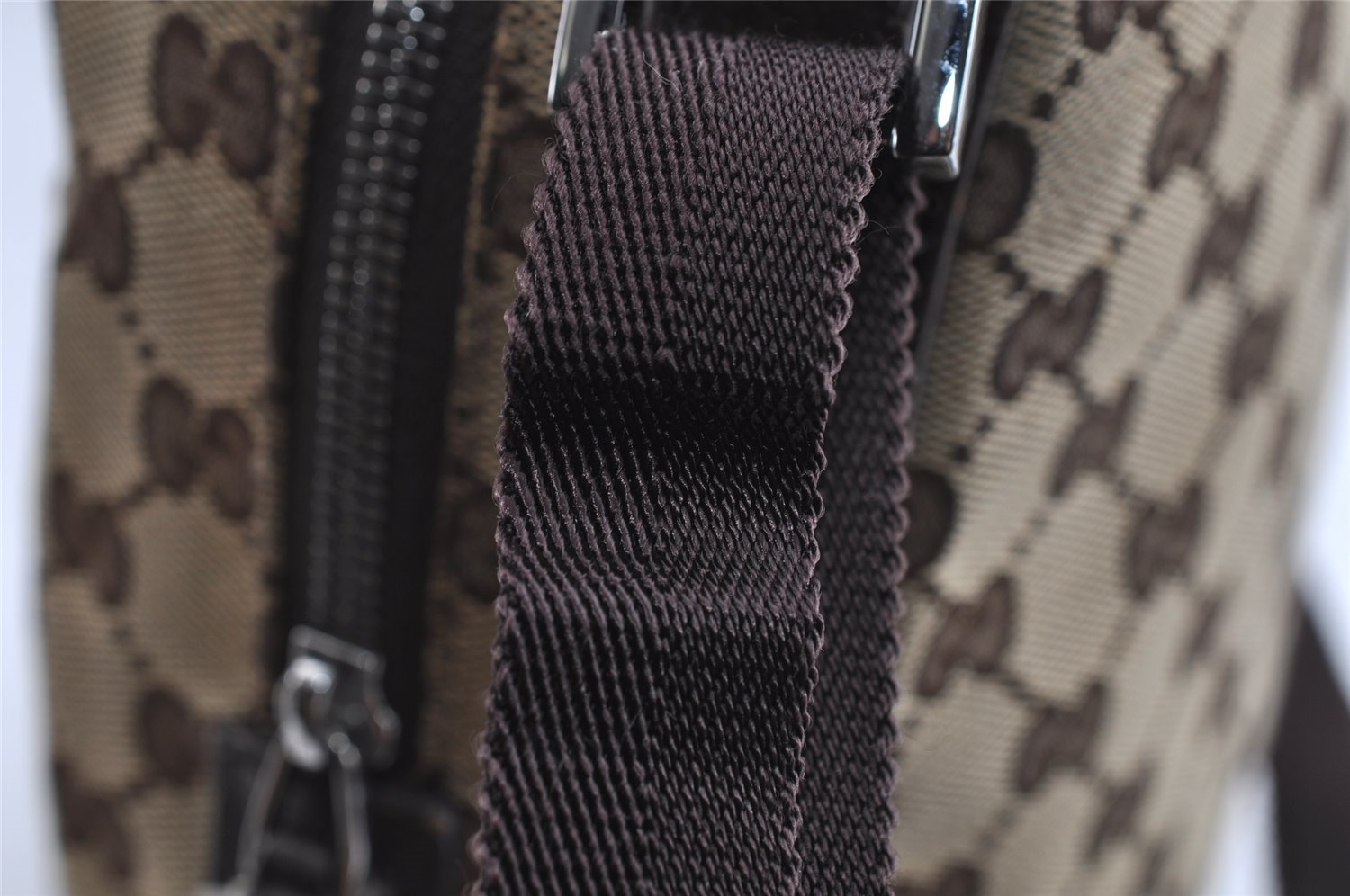 Authentic GUCCI Shoulder Cross Body Bag GG Canvas Leather 122759 Brown 8506I