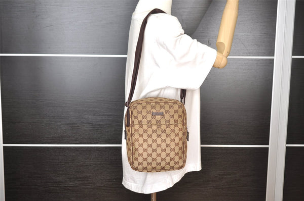 Authentic GUCCI Shoulder Cross Body Bag GG Canvas Leather 122759 Brown 8506I