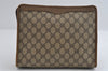 Authentic GUCCI Vintage Clutch Hand Bag Purse GG PVC Leather Brown 8507I