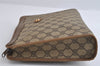 Authentic GUCCI Vintage Clutch Hand Bag Purse GG PVC Leather Brown 8507I