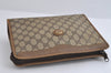 Authentic GUCCI Vintage Clutch Hand Bag Purse GG PVC Leather Brown 8507I