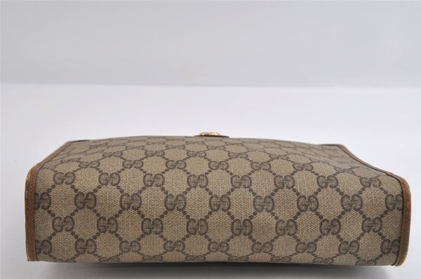 Authentic GUCCI Vintage Clutch Hand Bag Purse GG PVC Leather Brown 8507I