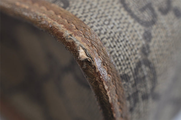 Authentic GUCCI Vintage Clutch Hand Bag Purse GG PVC Leather Brown 8507I