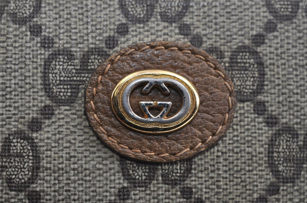 Authentic GUCCI Vintage Clutch Hand Bag Purse GG PVC Leather Brown 8507I