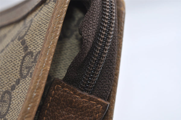 Authentic GUCCI Vintage Clutch Hand Bag Purse GG PVC Leather Brown 8507I