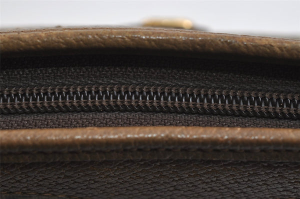 Authentic GUCCI Vintage Clutch Hand Bag Purse GG PVC Leather Brown 8507I