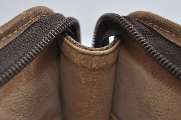 Authentic GUCCI Vintage Clutch Hand Bag Purse GG PVC Leather Brown 8507I