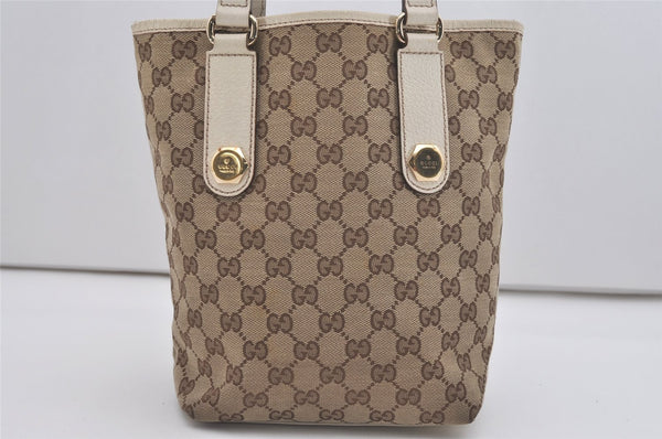 Authentic GUCCI Charmy Shoulder Tote Bag GG Canvas Leather 153361 Brown 8509I