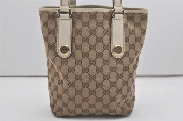 Authentic GUCCI Charmy Shoulder Tote Bag GG Canvas Leather 153361 Brown 8509I