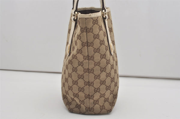 Authentic GUCCI Charmy Shoulder Tote Bag GG Canvas Leather 153361 Brown 8509I