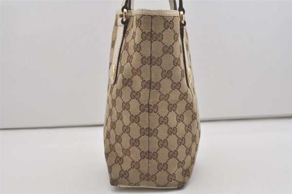 Authentic GUCCI Charmy Shoulder Tote Bag GG Canvas Leather 153361 Brown 8509I