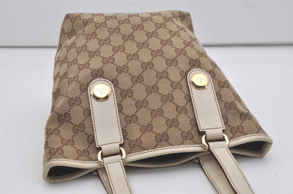 Authentic GUCCI Charmy Shoulder Tote Bag GG Canvas Leather 153361 Brown 8509I