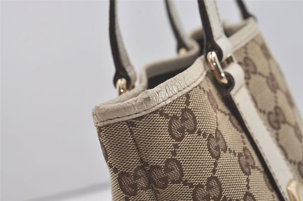 Authentic GUCCI Charmy Shoulder Tote Bag GG Canvas Leather 153361 Brown 8509I