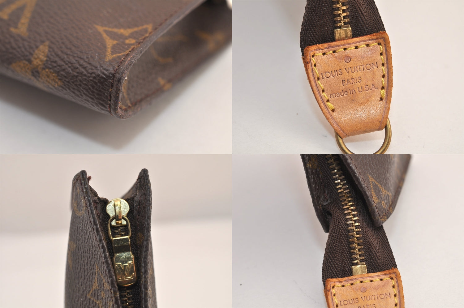 Authentic Louis Vuitton Monogram Pouch For Bucket PM LV Junk 8509M