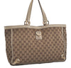 Authentic GUCCI Abbey Shoulder Tote Bag GG Canvas Leather 130736 Brown 8510I