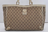 Authentic GUCCI Abbey Shoulder Tote Bag GG Canvas Leather 130736 Brown 8510I