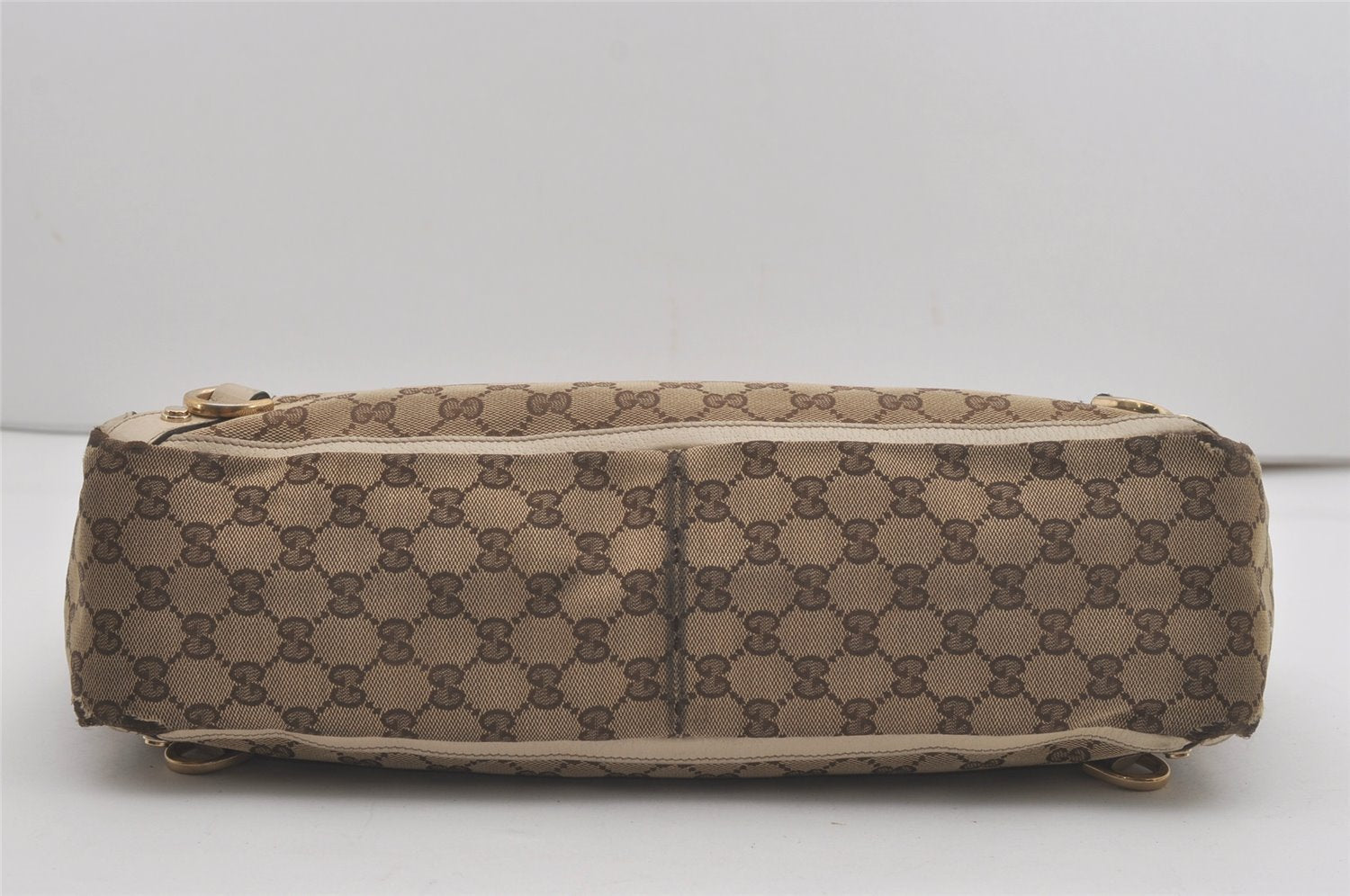 Authentic GUCCI Abbey Shoulder Tote Bag GG Canvas Leather 130736 Brown 8510I