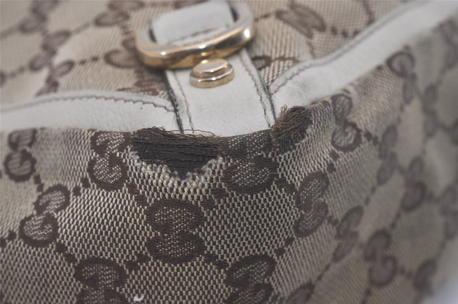 Authentic GUCCI Abbey Shoulder Tote Bag GG Canvas Leather 130736 Brown 8510I