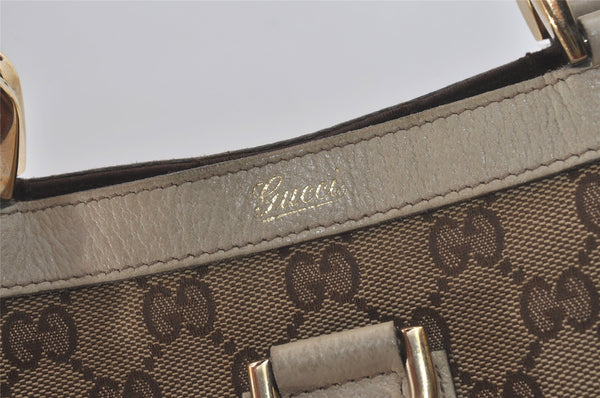 Authentic GUCCI Abbey Shoulder Tote Bag GG Canvas Leather 130736 Brown 8510I