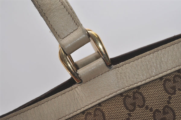 Authentic GUCCI Abbey Shoulder Tote Bag GG Canvas Leather 130736 Brown 8510I