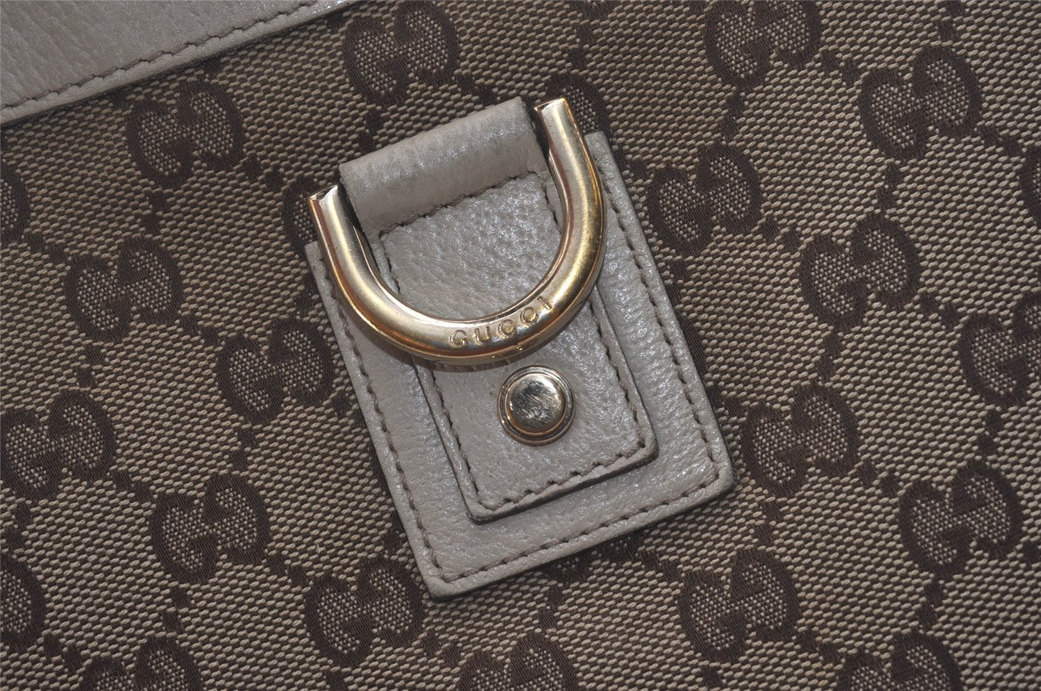 Authentic GUCCI Abbey Shoulder Tote Bag GG Canvas Leather 130736 Brown 8510I