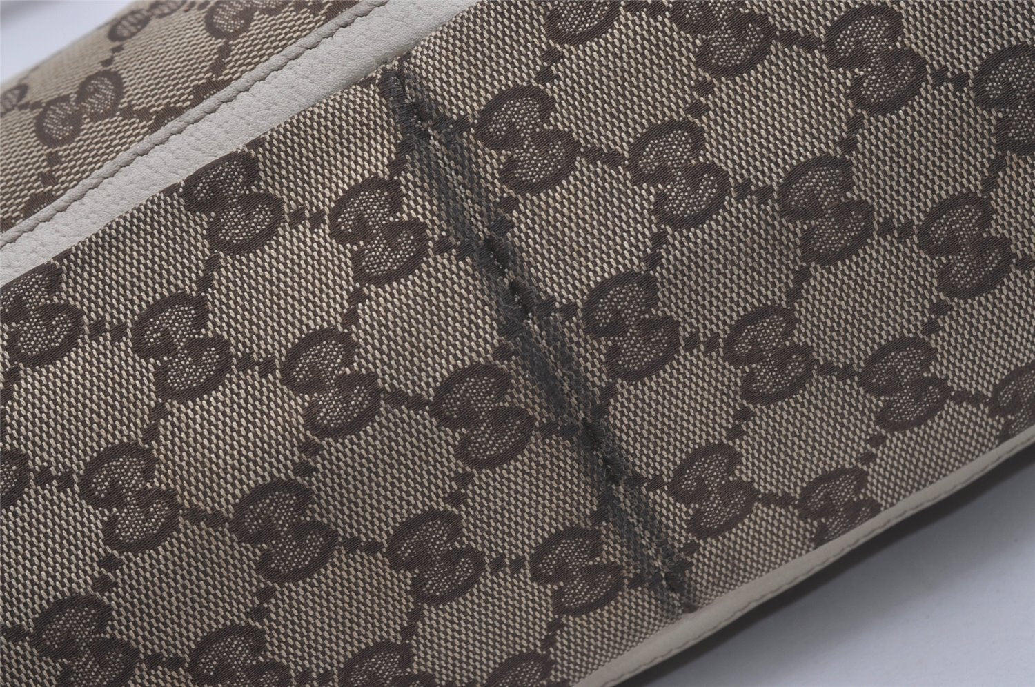 Authentic GUCCI Abbey Shoulder Tote Bag GG Canvas Leather 130736 Brown 8510I