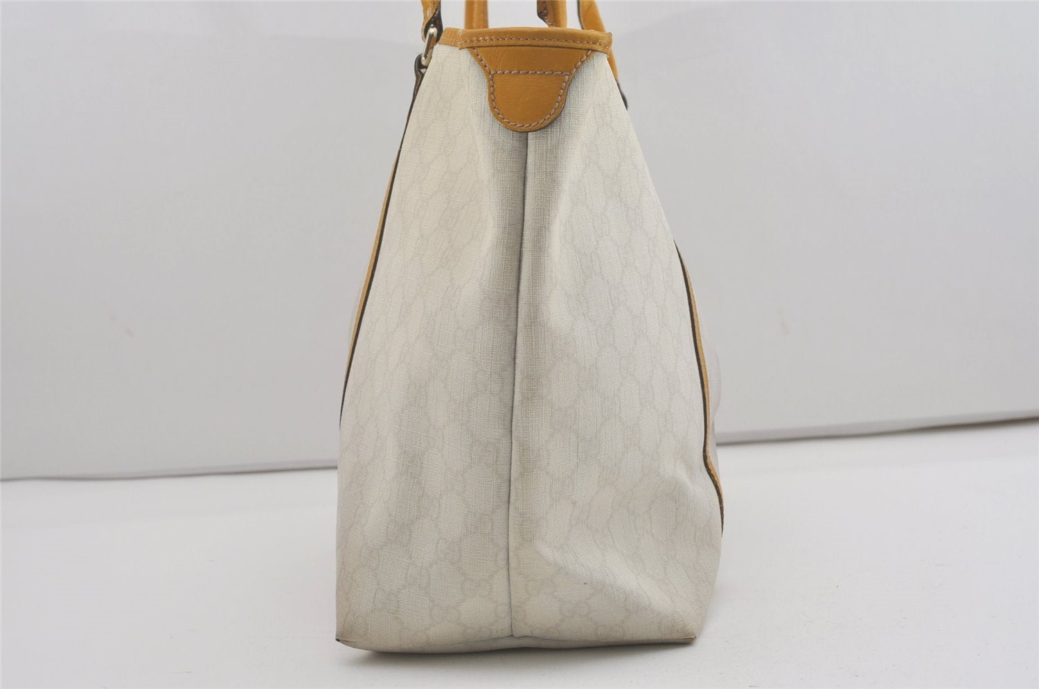 Authentic GUCCI Vintage Shoulder Tote Bag GG PVC Leather 197954 White 8511I