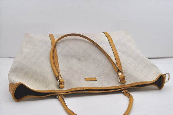 Authentic GUCCI Vintage Shoulder Tote Bag GG PVC Leather 197954 White 8511I