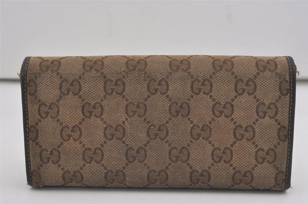 Authentic GUCCI Lovely Heart Long Wallet Purse GG Canvas Leather Brown 8512I