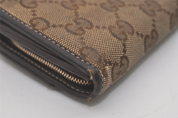 Authentic GUCCI Lovely Heart Long Wallet Purse GG Canvas Leather Brown 8512I